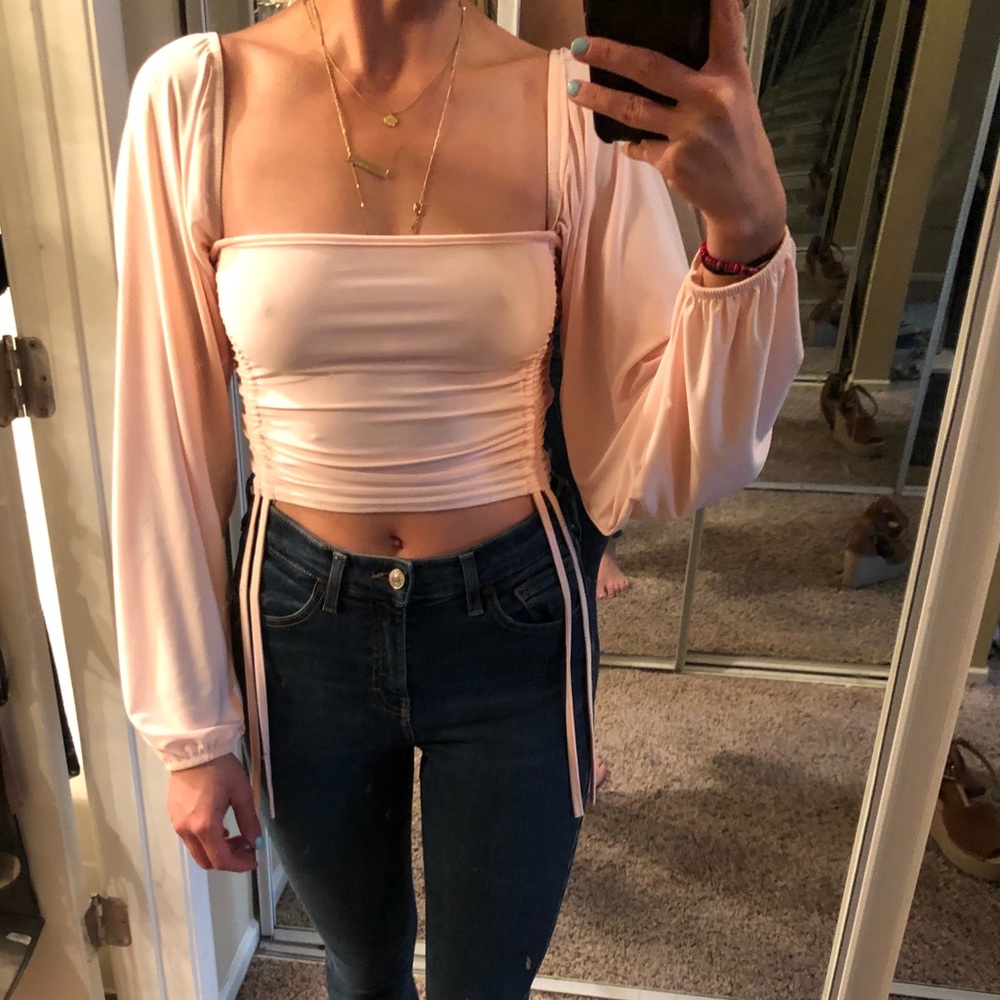 Blush square neck crop top
